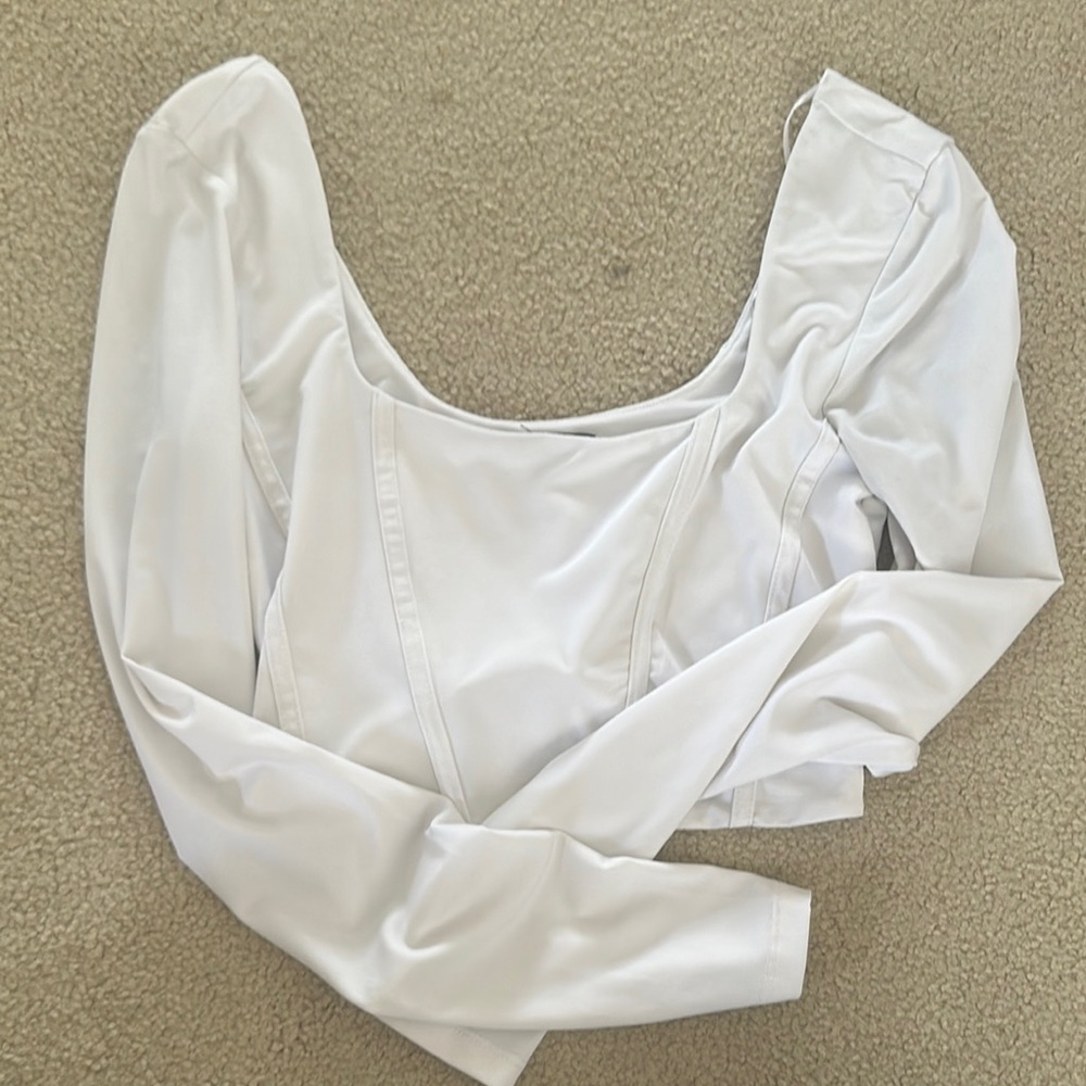 Dynamite Asymmetrical Cream Fitted Blouse